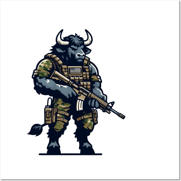 Tactical Minotaur Power Tee: Where Mythical Might Meets Modern Strength Wall Art by Rawlifegraphic